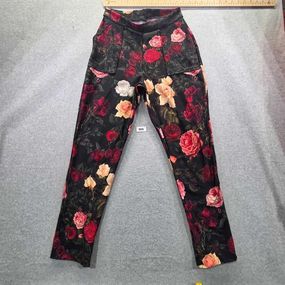 BlackMilk Floral Rose Print Leggings in Black, Red, Pink, Peach